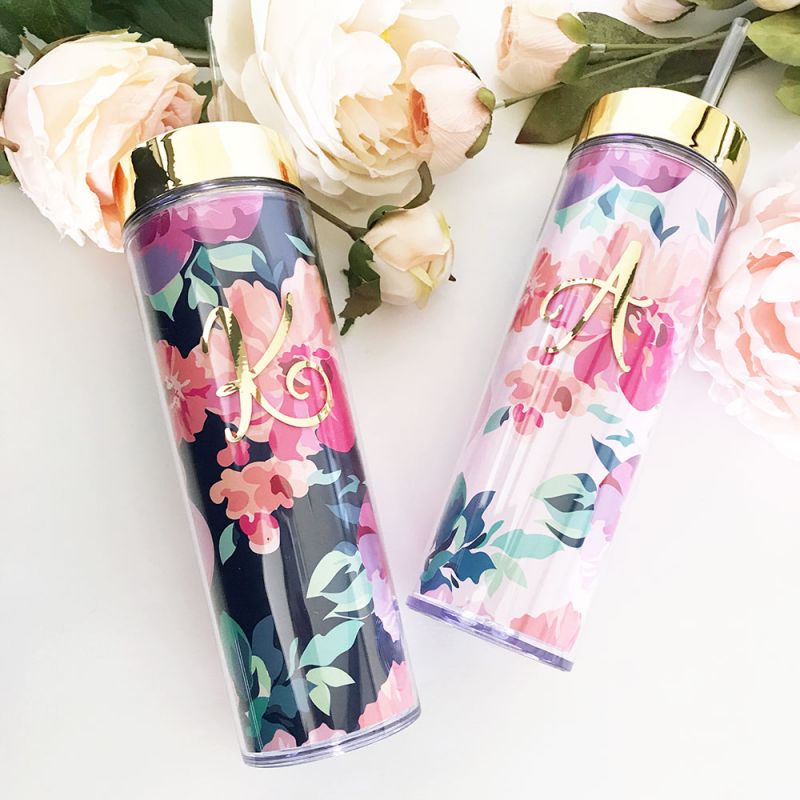 Personalized Floral Design Water Bottle
