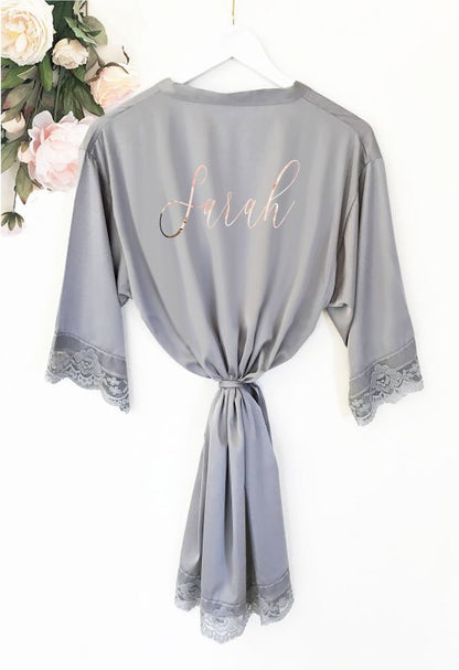 Personalized Satin Lace Robe