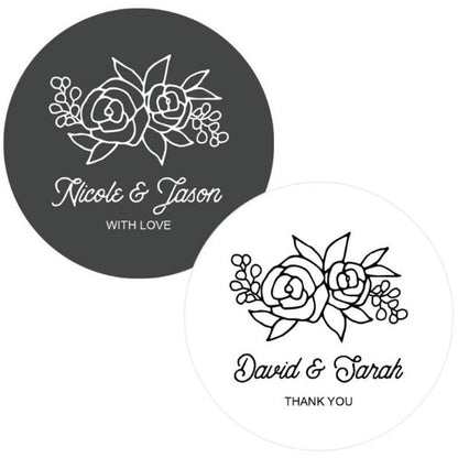 Floral Silhouette Round Labels
