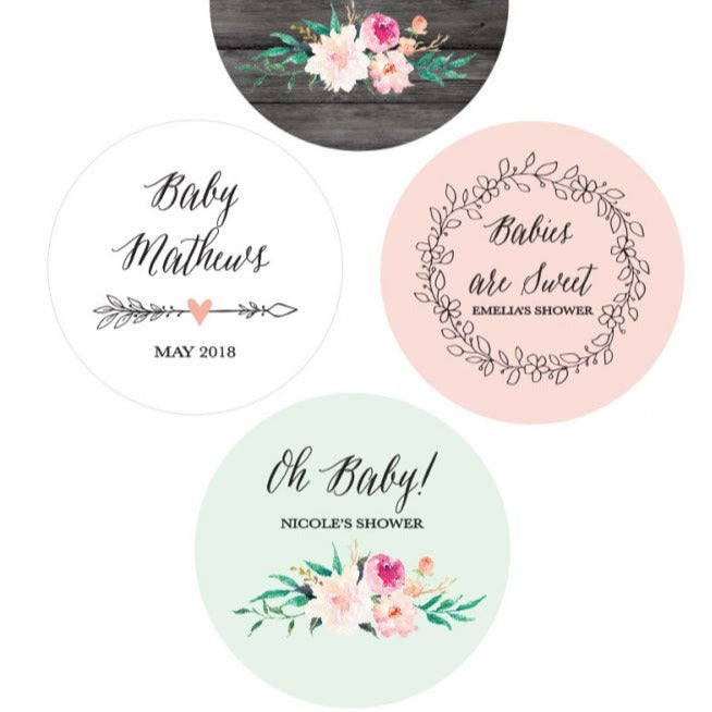 Personalized Floral Garden Round Labels