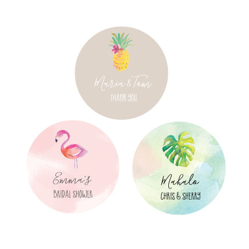 Personalized Tropical Beach Round Labels