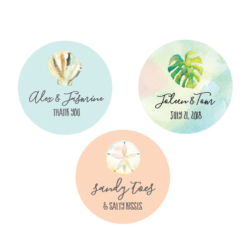 Personalized Tropical Beach Round Labels