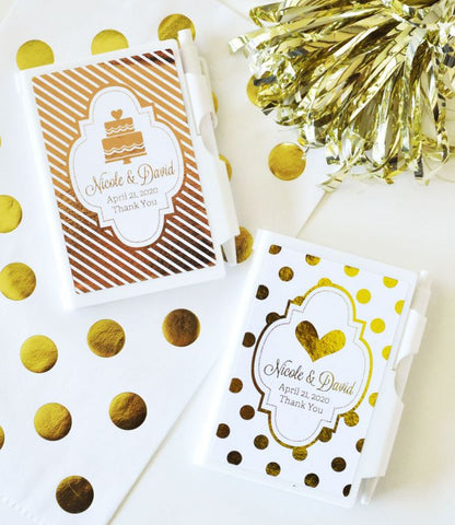 Personalized Metallic Foil Notebook Favors - Wedding