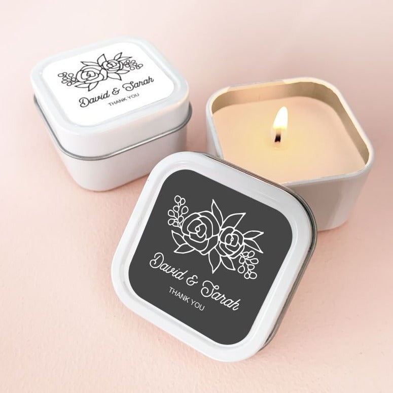 Floral Silhouette Square Candle Tins