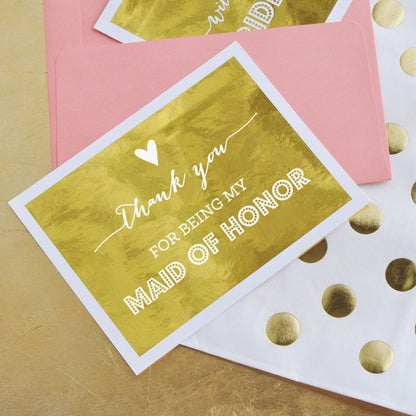 Bridesmaid & Maid of Honor Thank You Cards (set of 4)