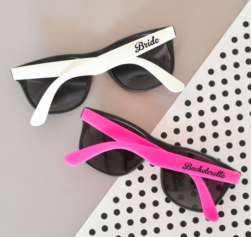 Hot Pink & White Bachelorette Party Sunglasses (set of 6)