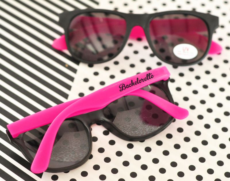 Hot Pink & White Bachelorette Party Sunglasses (set of 6)