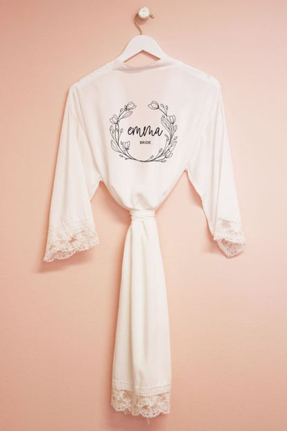 Personalized Wreath Cotton Lace Robes