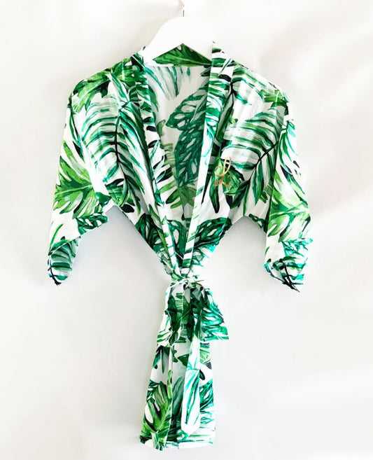 Palm Leaf Child Monogram Robe