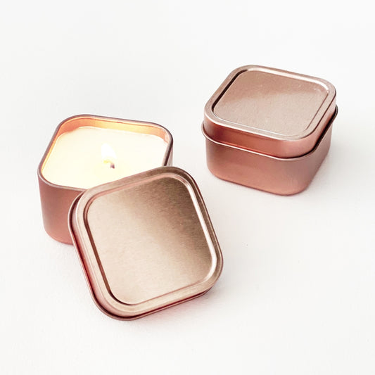 Rose Gold Square Candle Tins - BLANK